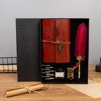 Ensemble stylo plume calligraphique personnalisé avec logo, encre noire et carnet de notes d'affaires, coffret cadeau