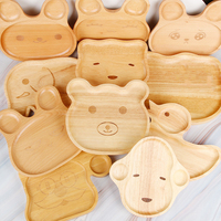 Assiette d'alimentation pour bébé en bois écologique avec logo personnalisé, motif animal, pour enfants, pour le déjeuner, le dîner, les collations