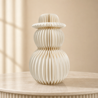 Bonhomme de neige en papier nid d'abeille 3D pliable sur mesure OEM 38x59cm avec chapeau haut de forme, centre de table ou de sol, accessoires de fête, direct usine