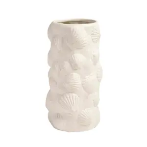 Vase à fleurs en coquille en céramique personnalisé Vase blanc en coquille d'été pour la décoration intérieure Pots de fleurs en coquille Saint-Jacques Jardinière nordique