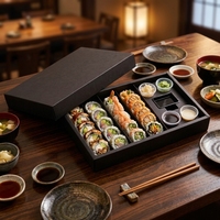 Boîte à emporter pliable écologique personnalisée avec compartiments pour condiments, idéale pour sushis, tapas, fritures, fruits et sandwichs