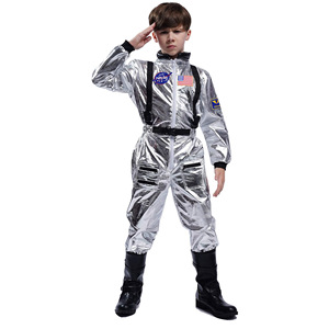 Costume d'astronaute pour enfants, garçons et filles, combinaison spatiale argentée, déguisement de fête d'Halloween pour enfants M094 - Product Image 1