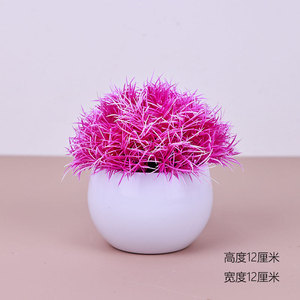 <span class=keywords><strong>Mini</strong></span> Künstlicher Grasball als Topfpflanze, Kleiner Künstlicher Bonsai mit Weißem Topf für Heim-Tischdekoration - Product Image 2