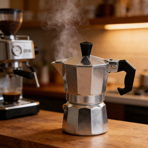 Cafetera <span class=keywords><strong>Moka</strong></span> Italiana Retro de 6 Tazas - Cafetera Espresso de Aluminio para Estufa, Plateada, Portátil, para el Hogar y la Cocina - Product Image 3