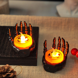 Décoration d'Halloween : Lampe LED Main de Fantôme, Bougie Électronique Scintillante Sans Flamme en Forme de Main de Squelette, Fournitures de Fête - Product Image 4