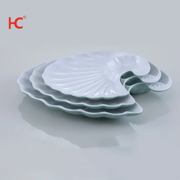 Melamine tấm Tùy chỉnh màu hai màu melamine không thể phá vỡ phục vụ đồ ăn nhựa món ăn tự do tấm nhà hàng khách sạn