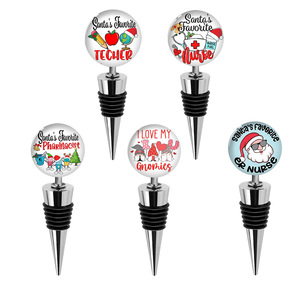 Tapón de botella de vino transfronterizo con diseño de sombrero navideño, de cristal redondo, de Papá Noel, para regalo, para botellas de manzana y uva, tapón sellador, en stock - Product Image 1