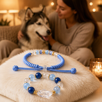 Collier pour chien confortable à porter au quotidien, collier en paracorde tressé robuste avec cristaux d'ambre décoratifs