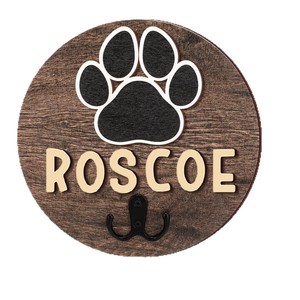 Wooden Pet Collar <b>Hook</b> Wall Mounted Round Brown Leash Storage Rack For Cat Dog Home Use - Product Image 5