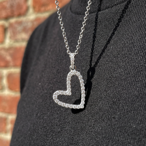 925 Silver Lab Grown Diamond Heart Pendant Fine Jewelry <b>Charm</b> Necklace Custom Wholesale Supplier Manufacturer B2B Jewelry Design - Product Image 1