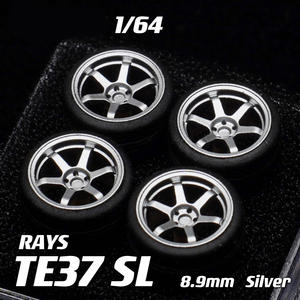치카 나베스 1:64 스케일 다이캐스트 고무 바퀴 8.9mm/9.7mm/10.5mm 타이어 휠 X 치카 광선 TE37SL 자동차 모델 휠 - Product Image 5