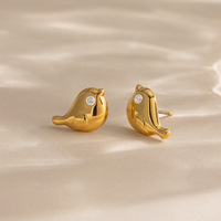 Boucles d'oreilles clous en acier inoxydable Wanxing, or 18 carats, oiseau dodu, style Ins, mignonnes, uniques, bijoux transfrontaliers, accessoires de mode pour femmes