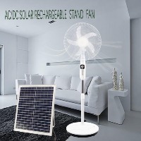 Ventilateur de table solaire rechargeable AC/DC de haute qualité 16/18 pouces avec minuterie 1H, alimenté par batterie, hauteur réglable, en plastique, pour extérieur