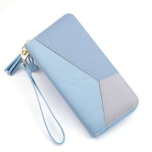 Long Leather Zipper Purse Girls Geometric Patterns Wallets Tassel Wallets Simple Card Holder Women Slim Wallet - Product Image 1