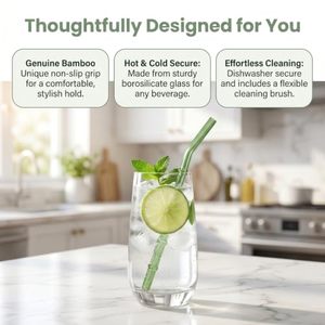 Pailles en verre de bambou vert en gros d'usine, pailles écologiques réutilisables en verre borosilicate de haute qualité - Product Image 5