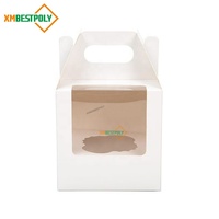 Boîte d'emballage en papier pliable pour 1 cupcake avec poignée, boîtes à emporter recyclables pour desserts individuels, muffins, gâteaux, avec fenêtre