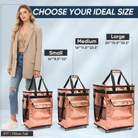 Sac isotherme pliable en polyester pour le camping en plein air, les pique-niques et les courses, avec roulettes intégrées et poignée télescopique