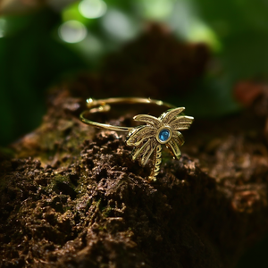 Palm Tree <b>Ring</b> <b>Gold</b> Plated 316L Stainless Steel Adjustable Fashion Jewelry - Product Image 3