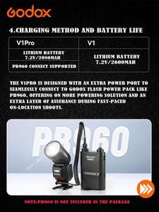 Flash Godox V1 pour appareil photo PRO-C compatible avec les appareils photo <span class=keywords><strong>Canon</strong></span> EOS 2.4G sans fil + Mode Flash <span class=keywords><strong>M</strong></span>/TTL Flash détachable sous Flash Speedlite - Product Image 5