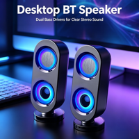 Haut-parleur d'ordinateur filaire USB BT 5.0 AUX, caisson de basses de bureau, son surround 3D, basses puissantes, portable, LED RVB, plastique, usage domestique