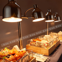 Lampe chauffante pour buffet en acier inoxydable, chauffage infrarouge, base en bois, design luxueux pour frites, snacks de pommes de terre, poulet frit