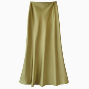 <span class=keywords><strong>Jupe</strong></span> <span class=keywords><strong>longue</strong></span> en satin d'été 2026 pour femme, <span class=keywords><strong>taille</strong></span> <span class=keywords><strong>haute</strong></span>, coupe ajustée, style coréen, couleur unie champagne et noir, <span class=keywords><strong>jupe</strong></span> midi pour femme - Product Image 3