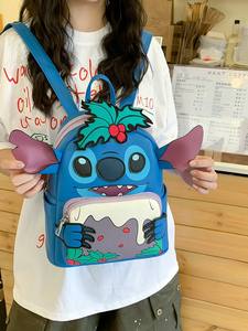 Sac à dos de dessin animé petit monstre en gros transfrontalier pour étudiantes, sac mignon, sac à dos de poupée en peluche bleue de grande capacité - Product Image 2