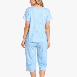 Completo pigiama da donna taglie forti in modal stampato, due pezzi, a maniche corte, con elastico in vita, in maglia - Collezione Hot Sale - Product Image 4