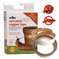 Cinta de barrera de cobre serrada de 10 mm x 5 m para repeler caracoles y babosas, efectiva para jardines y plantas, con embalaje personalizado.