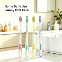 Brosse à dents manuelle pour adultes avec manche transparent, poils souples, nettoyage en profondeur, antidérapante, pour usage domestique, étiquette privée personnalisée