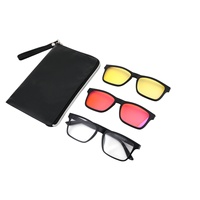 Clip para Gafas con Protección Ocular y Mejora del Sueño, Magnético, TR90, Uso Nocturno, Color Ámbar Naranja, Clip Diurno Amarillo, Anti Luz Azul, 2 Clips