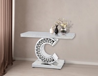 Table miroir en diamant écrasé pour salon moderne, meuble de maison, marché américain, console, en forme de O, avec miroir