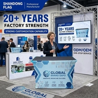 Comptoir de stand d'exposition pliable avec structure en aluminium, imperméable, montage rapide, éclairage LED - Présentoir portable