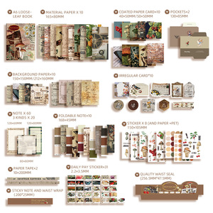 Vintage diario DIY regalo arte estético Scrapbook Kit suministros retro A6 rejilla cuaderno papelería regalo diario Scrapbooking Kit - Product Image 5