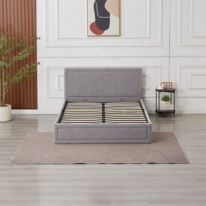 Cama Moderna Blanca con Elevación a Gas y Almacenamiento, Tapizada en Lino, Mueble Suave para Dormitorio con Estructura de Madera, Estilo Contemporáneo - Product Image 5