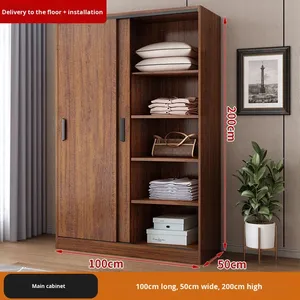 Inklusive Montage Massivholz Minimalistischer Moderner Kleiderschrank Haushalt Schlafzimmer Einfacher Schiebetür-Kleiderschrank zum Selbstaufbau - Product Image 5