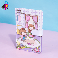 Cuaderno con Cubierta de PU Rosa y Encuadernación Térmica, Set de Regalo con Lazo Bordado, Diario Bonito, Bolígrafo, Borradores, Pegatinas, Cinta Washi y Caja de Regalo