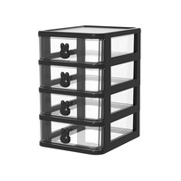 Boîte de rangement de bureau JOOHUB transparente à trois niveaux, mini tiroir en plastique moulé par soufflage, organisateur de papeterie en forme de lapin