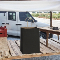 Sac en papier kraft noir recyclable personnalisé avec poignée pour la vente en gros en usine, idéal pour les plats à emporter, le shopping et l'emballage cadeau