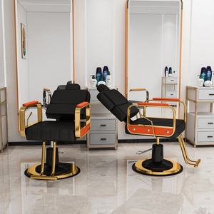 Silla de Peluquería de Alta Gama Zxm S, Silla de Peluquería Negra y Dorada, Silla de Peluquería Moderna y Resistente, Silla de Barbero - Product Image 1