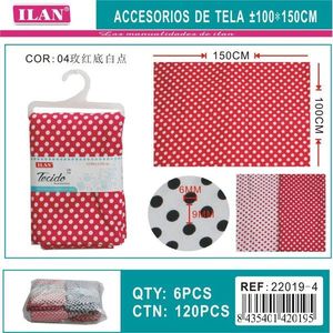 Tessuto a Pois Ilan 100x150 Cm Rosso con Puntini Bianchi Accessori per Artigianato - Product Image 1