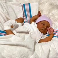 Poupée Reborn de 18 pouces, Levi, poupée endormie, peau foncée, afro-américaine, nouveau-né, poupées Reborn M056