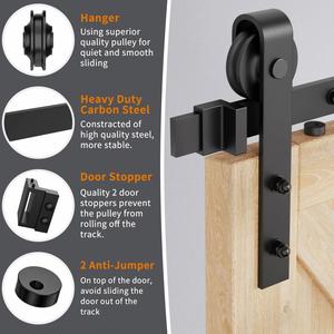 WEKIS M00002 Kit de Herrajes para Puerta Corredera de Granero de Acero al Carbono Moderno de 6.6 Pies, Personalizado, con Tornillos de Latón Duraderos y Recubrimiento en Polvo Negro - Product Image 4