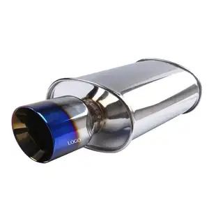 Car Tuning Universal Silencieux d'échappement à tambour plat en acier inoxydable m Drum Muffler