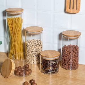 Lưu Trữ Nhà Bếp Jar Tùy Chỉnh Rõ Ràng Thực Phẩm Thủy Tinh Kẹo Thủy Tinh Lưu Trữ Lọ Với Kín Nắp Tre Kẹo Thủy Tinh Lưu Trữ Jar - Product Image 2