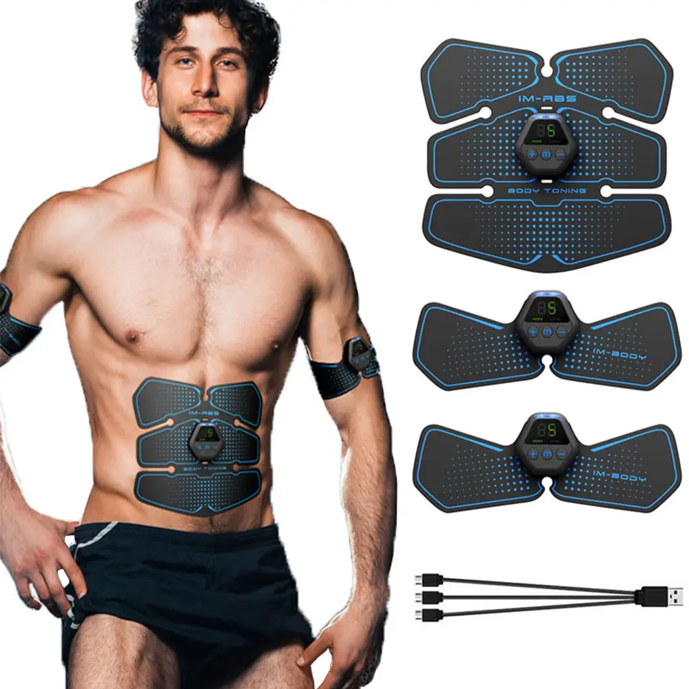 Ems Formação Body Shape Fit Set Abs Seis Pads Estimulação Elétrica Muscular Abs