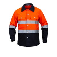 Vêtements de travail pour hommes 100% coton haute visibilité réfléchissants à manches longues, uniforme de sécurité pour la construction