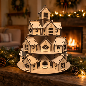 Calendario de Adviento de Madera DIY con Casas de Pueblo Navideñas de 25 Días y Techos Desmontables para Exhibición en Mesa - Product Image 2