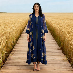 Abaya Maxi en Polyester Brodé de Luxe pour Femmes Musulmanes, Robe de Soirée Élégante Personnalisée, Vente en Gros - Product Image 1