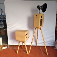 Prix de gros Photobooth en bois rétro multifonctionnel portable avec trépied réglable et imprimante instantanée